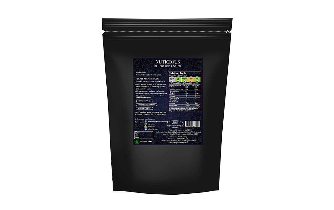 Nuticious Blueberries Dried    Pack  250 grams